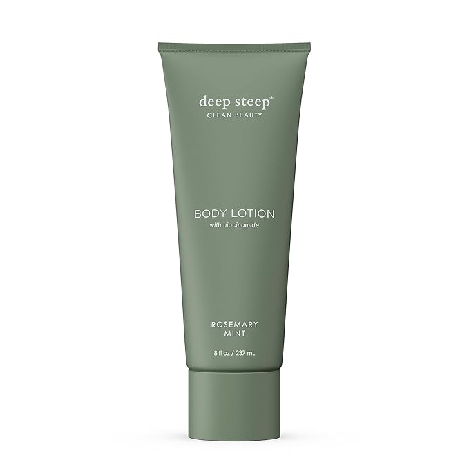 Deep Steep Body Lotion, Rosemary Mint, 8 oz – Moisturizer with Coconut Oil, Shea Butter, Argan Oil, Aloe Vera & Niacinamide – Vegan, Clean Beauty, Daily Skin Hydration