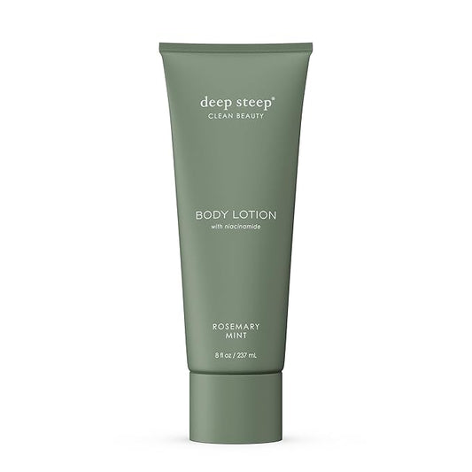 Deep Steep Body Lotion, Rosemary Mint, 8 oz – Moisturizer with Coconut Oil, Shea Butter, Argan Oil, Aloe Vera & Niacinamide – Vegan, Clean Beauty, Daily Skin Hydration