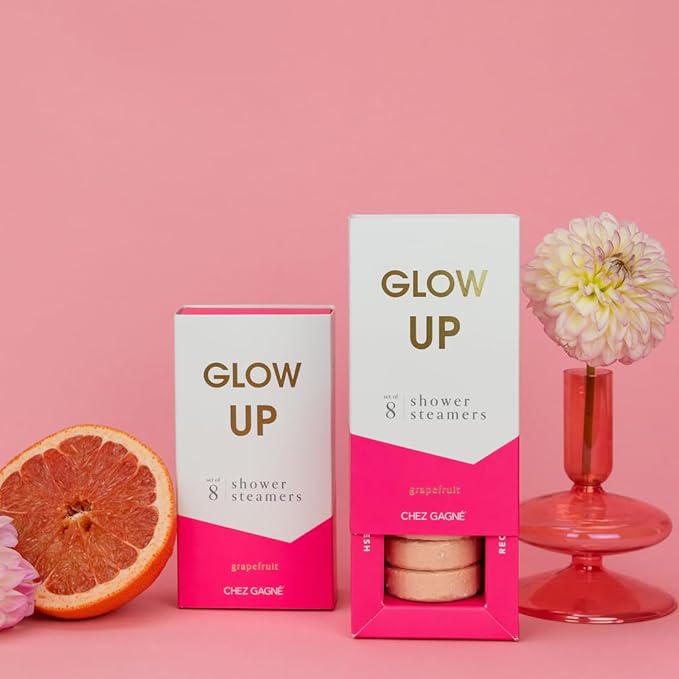 Aromatherapy Shower Steamers - Glow Up - Grapefruit, Set of 8 - Vegan, Cruelty-Free, Made in USA - Paraben, Sulfate & Phthalate-Free - Gift for Her: Birthday, Self Care, Girlfriend Gifts
