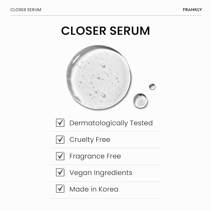FRANKLY Closer Serum | Pore Minimizer Serum | 9 Peptides, Vegan Collagen, Adenosine, PHA | Korean Pore Minimizer for Glass Skin, Anti-Aging, Hydration, Elasticity | 1.01 fl oz