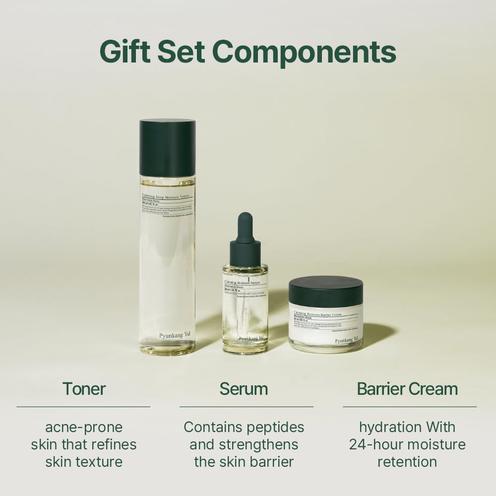 Calming Line Gift Box Set - Korean Facial Skin Care Essential for Daily Moisturizing, Safe on Acne Prone & Sensitive Skin, Vegan & Cruelty Free