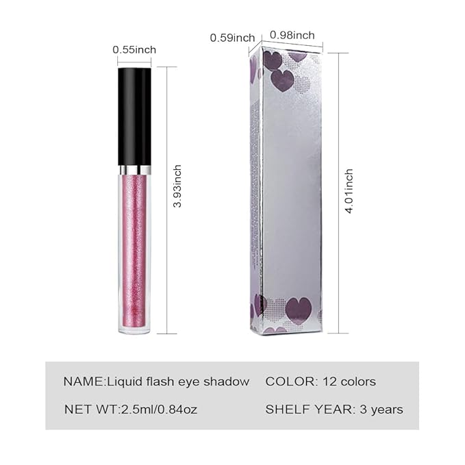 SUAKE Liquid Sparkling Glitter Eyeshadow Stick Pack - High Pigment Shimmer Metallic Eye Shadow, Long-Lasting, White Blue Black Gold Purple Bold Colors,Quicking-Dry (6#-Cherry, Pack of 1)
