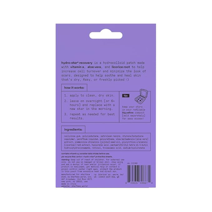 Starface Hydro-Star Recovery Patches BIG PACK, Hydrocolloid Patches with Aloe Vera and Vitamin A, Helps Soothe and Protect Skin After Picking, Shrinks Spots, Vegan, Cruelty-Free Skincare (96 Count)