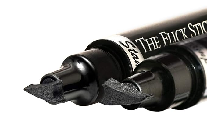 The Flick Stick Winged Eyeliner Stamp For Quick and Easy Cat Eye Makeup, SmudgeProof & Waterpoof Eye Liner Cat Eye Stencil Makeup Tool, Wingliner, Liquid Eyeliner Pens (12mm Vintage, Midnight Black)