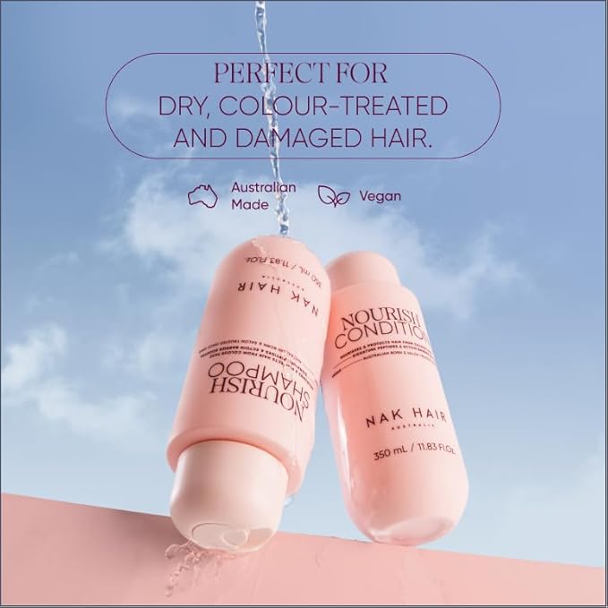 NAK Signature Nourish Condition 350ml - Color Protect Hair Conditioner - Moisturizing & Detangling for Color Treated & Damaged Hair with Peptides & Coconut Oil - Vegan