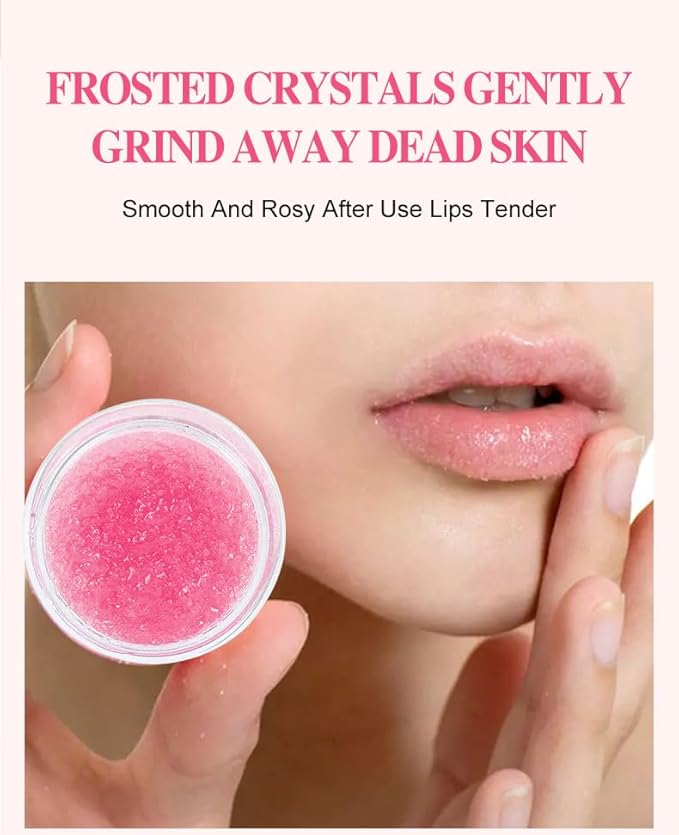 4-Color Fruit-Flavored Lip Scrub for Dry, Cracked & Dark Lips – Exfoliating & Moisturizing Lip Care with Organic Ingredients, Lip Brush – Vegan, Cruelty-Free (20g) (Raspberry flavor, 1PC)