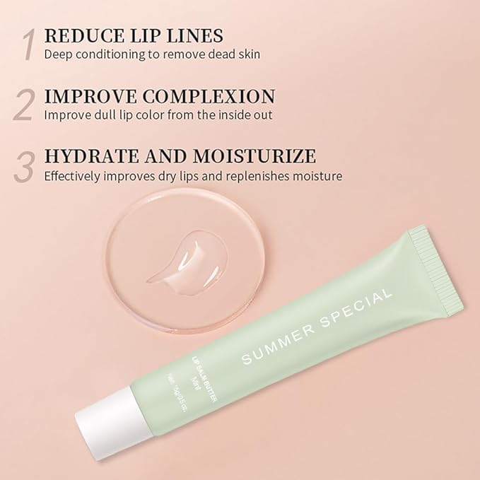 2Pcs Summer Lip Butter Lip Balm, Ultra-Hydrating Natural Vegan Lip Balm, Sheer-Tinted Shine & Hydration, Soothes & Softens Dry Lips Skincare, Bálsamo labial hidratante (#1+2#)