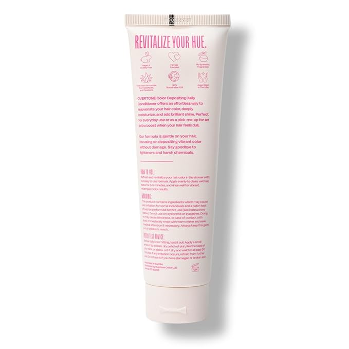 Overtone Daily Color Depositing Conditioner for Hair, Magenta Majesty:Temporary Pigment with Shea, Coconut & Avocado Oils, Hydrating, Vegan & Cruelty-Free, All Hair Types, 4.5oz.