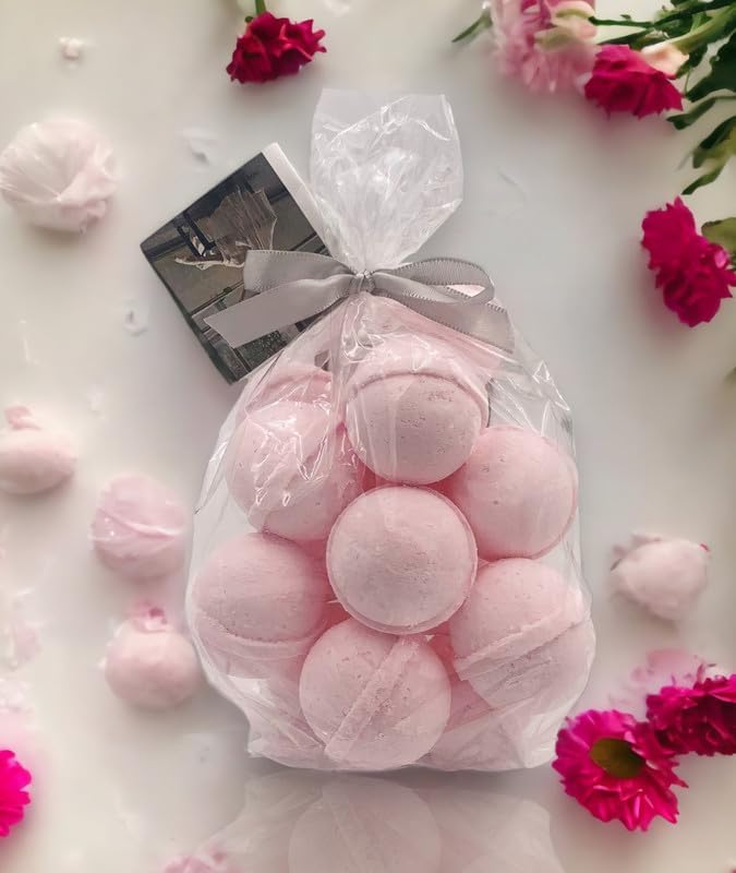 Bath Bombs 14 Set 1 oz/ea, Natural and Organic, USA Handmade | Aromatic Bath Fizzies, Stress Relief | Nourishing, Shea & Coco Butter | Gift Set | Vegan & Cruelty-Free - Raspberry Sangria