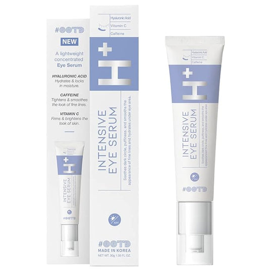 Korean Under Eye Serum for Dark Circles, Wrinkles and Puffy Eye Bags, Hydrating Firming Anti-Aging Treatment with Hyaluronic Acid Vitamin C Caffeine, Vegan Serum 30g