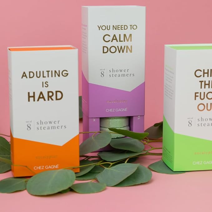 Aromatherapy Shower Steamers - Adulting is Hard - Eucalyptus, Set of 8 - Vegan, Cruelty-Free, Made in USA - Paraben, Sulfate & Phthalate-Free - Young Adult + Adulting Gift, Graduation Gift