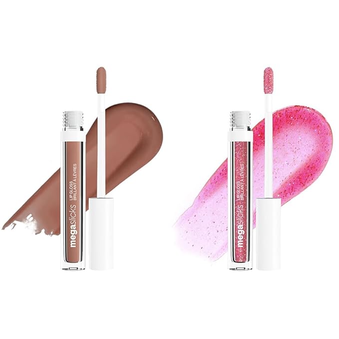 wet n wild Lip Gloss Mega Slicks High Shine Lip Gloss Bundle - Nude Mood & Crushed Grapes