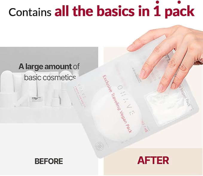 OHAVE Travel Cosmetic Case with Vegan Skincare Essentials – Compact Skincare Organizer with Cleanser, Moisturizer, Serum & Toner – Cruelty-Free, Eco-Friendly, Portable Size Fro 3 Pack