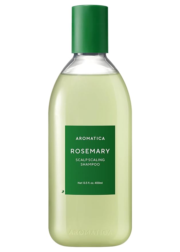 AROMATICA Rosemary Scalp Scaling Shampoo - Korean Hair Care with Thinning Hair Loss Natural Rosemary Essential Oil for Women - Vegan Hair Growth - Free from Sulfate, Silicone, and Paraben (13.53 oz)