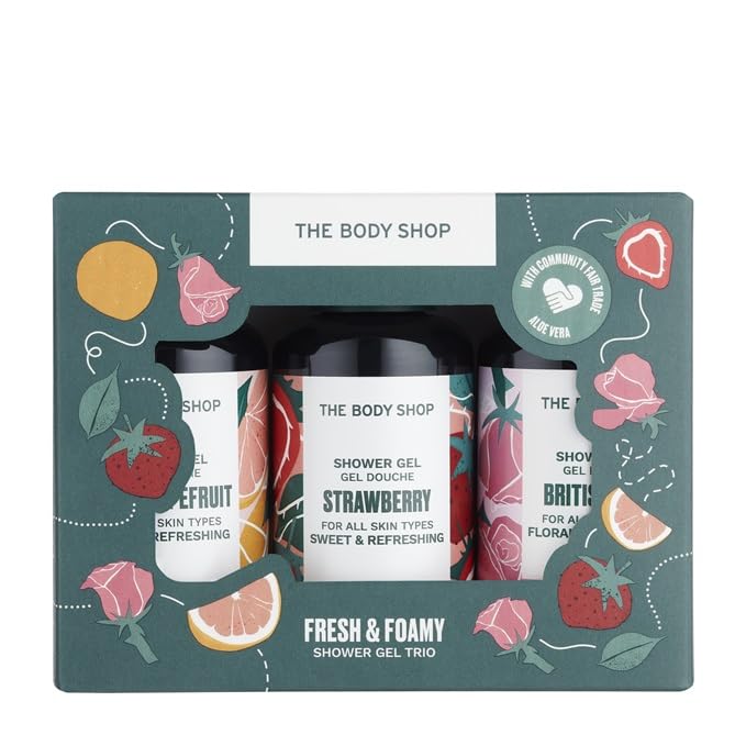 The Body Shop Fresh & Foamy Shower Gel Body Care Gift Set, Vegan, 3-Piece Gift Set