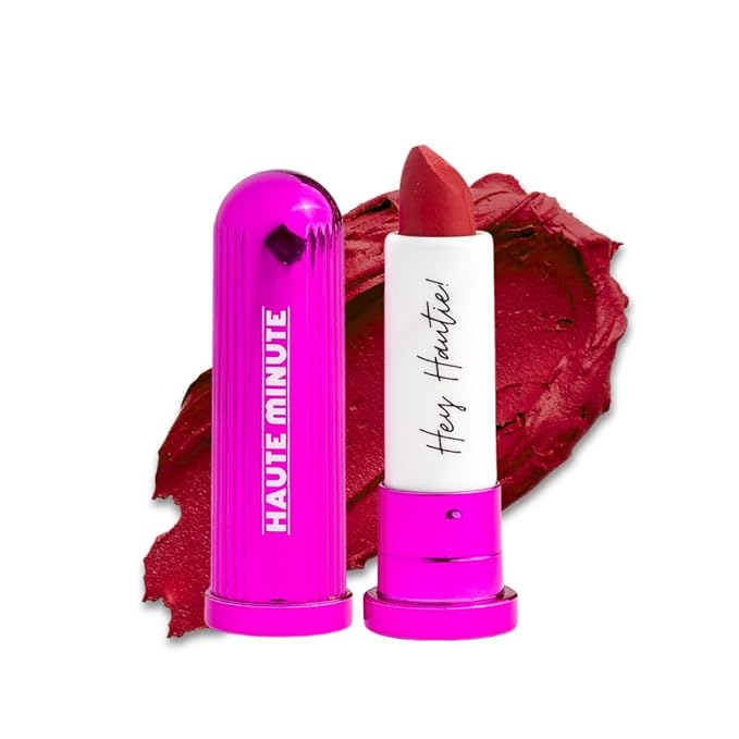 Mini 4Ever Haute Lipstick – Red Lipstick Long Lasting, Bold Satin Finish, Vegan, Cruelty-Free - Clean & Natural, Travel-Friendly Lip Color (Red Haute)
