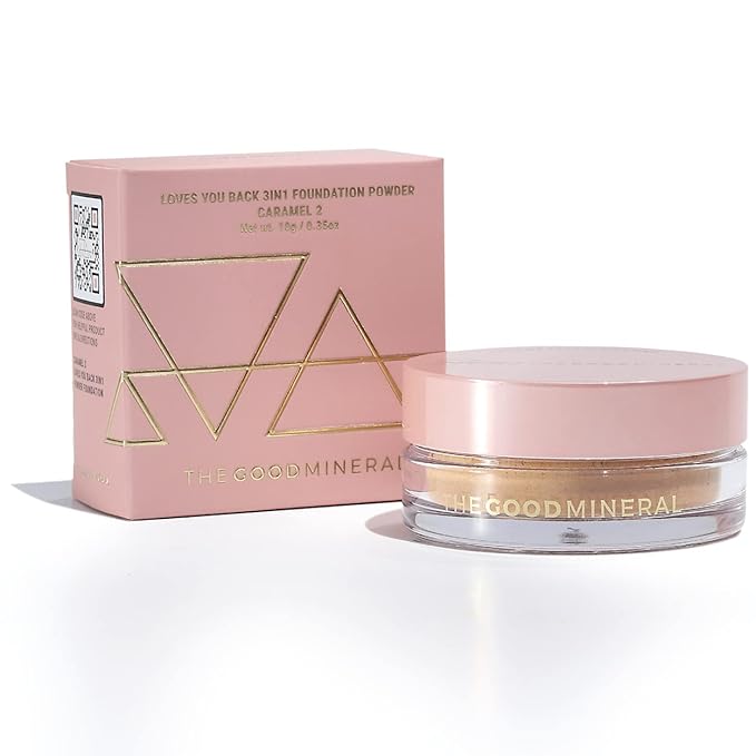 The Good Mineral Loves-You-Back 3in1 Mineral Powder Foundation (CARAMEL 2) | Designed for acne-prone, sensitive skin | 3IN1 - Concealer, Foundation + Powder | No skin agitation with calming Zinc Oxide
