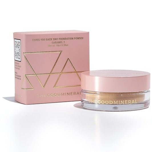 The Good Mineral Loves-You-Back 3in1 Mineral Powder Foundation (CARAMEL 2) | Designed for acne-prone, sensitive skin | 3IN1 - Concealer, Foundation + Powder | No skin agitation with calming Zinc Oxide