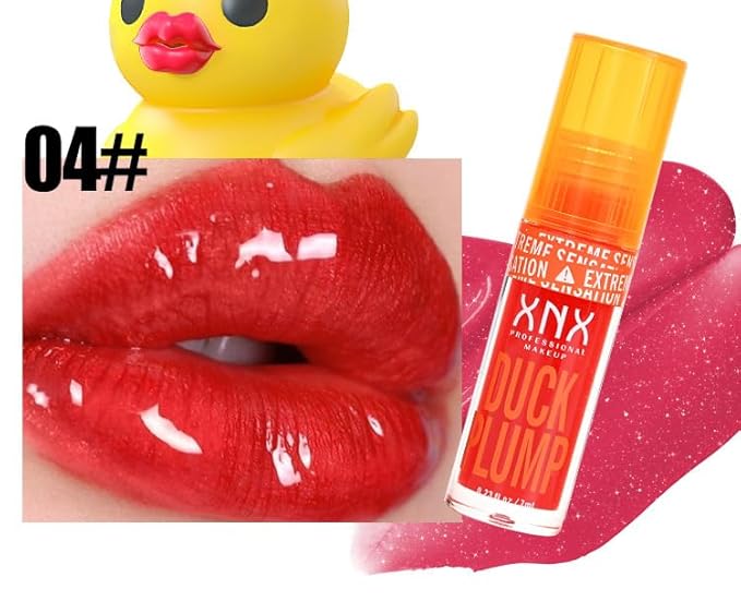 High Pigment Plumping Lip Gloss with Spicy Ginger, Vegan Lip Makeup, Hydrating Plumping Booster Moisturizing Volumizing Lip Gloss