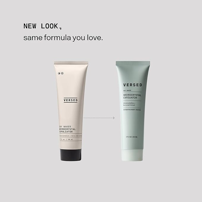 Versed Day Maker Microcrystal Exfoliating Cleanser - Creamy Facial Wash Helps Clear Dead Skin Cells - Microcrystalline, Biodegradable Alternative to Microbeads - Vegan (1 fl oz)