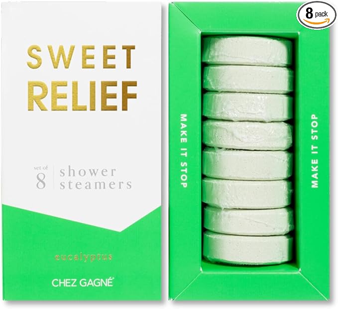 Aromatherapy Shower Steamers - Sweet Relief - Eucalyptus, Set of 8 - Vegan, Cruelty-Free, Made in USA - Paraben, Sulfate & Phthalate-Free - Stress Relief Self Care Gift