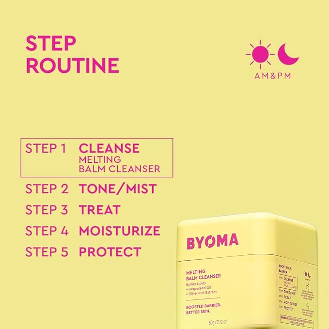 BYOMA Melting Balm Facial Cleanser-Buttery Soft Cleansing Balm for Skin Barrier Repair-Tri-Ceramide Face Wash for Sensitive Skin&All-Skin Types-Deeply Hydrated-Skin,No Oily Residue-2.12 oz,(Pack of 2)