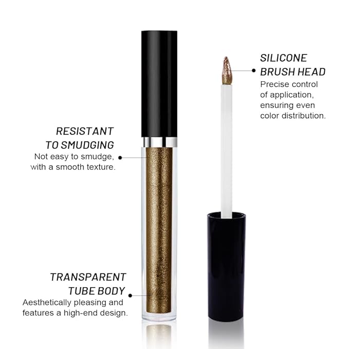 SUAKE Liquid Sparkling Glitter Eyeshadow Stick Pack - High Pigment Shimmer Metallic Eye Shadow, Long-Lasting, White Blue Black Gold Purple Bold Colors,Quicking-Dry (9#-Taupe, Pack of 1)
