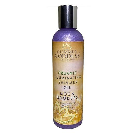 GLIMMER GODDESS Organic Illuminating Shimmer Body & Face Oils, Purple, Radiant Glow & Hydration 4 oz.