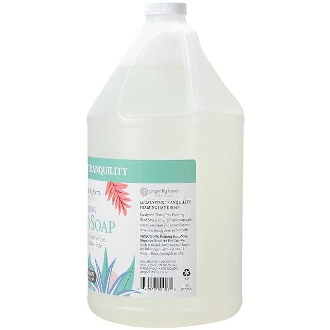 Ginger Lily Farms Botanicals All-Purpose Foaming Hand Soap Refill, 100% Vegan & Cruelty-Free, Eucalyptus Tranquility Scent, 1 Gallon (128 fl oz)