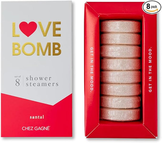 Aromatherapy Shower Steamers - Love Bomb - Santal, Set of 8 - Vegan, Cruelty-Free, Made in USA - Paraben, Sulfate & Phthalate-Free - Romantic Gift, Love Gift, Anniversary