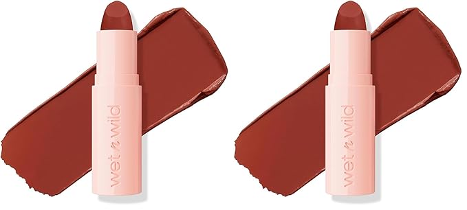 wet n wild Mega Last Rich Satin Lip Color, Rich Creamy Color with Satin Finish, Infused with Vitamin E & Moisturizing Argan Oil, Lightweight, Silky-Smooth, Vegan & Cruelty-Free - Brandy Kiss