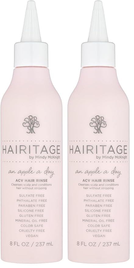 Hairitage Apple Cider Vinegar Shampoo & Scalp Rinse - Cleanses & Conditions for Soft, Shiny, Color-Safe Hair - Vegan, All Hair Types, 8 oz. (Pack of 2)