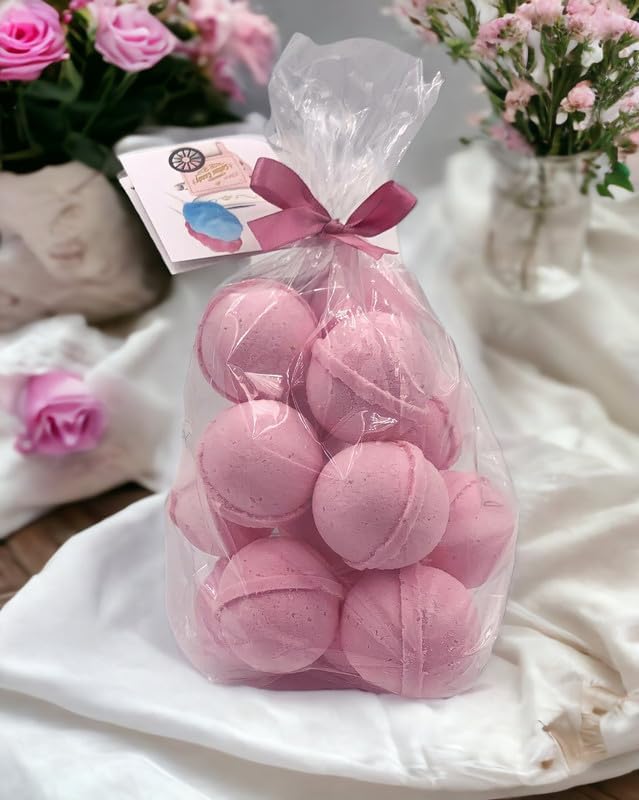 Bath Bombs 14 Set 1 oz/ea, Natural & Organic USA Handmade | Infused Essential Oils | Skin-Nourishing, Shea & Coco Butter | Relaxing Aromatherapy, Perfect Spa Gift | Vegan & Cruelty-Free - Strawberry