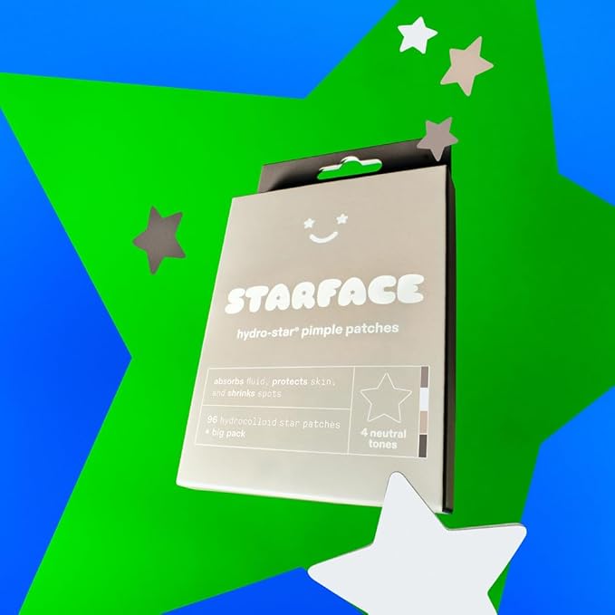 Starface Hydro-Star Earth Pimple Patches BIG PACK, Hydrocolloid, Clinically Proven Spot Shrinking in 6 Hours, Absorb Fluid, Reduce Redness, 4 Neutral Colors, Vegan, Cruelty-Free Skincare (96 Count)