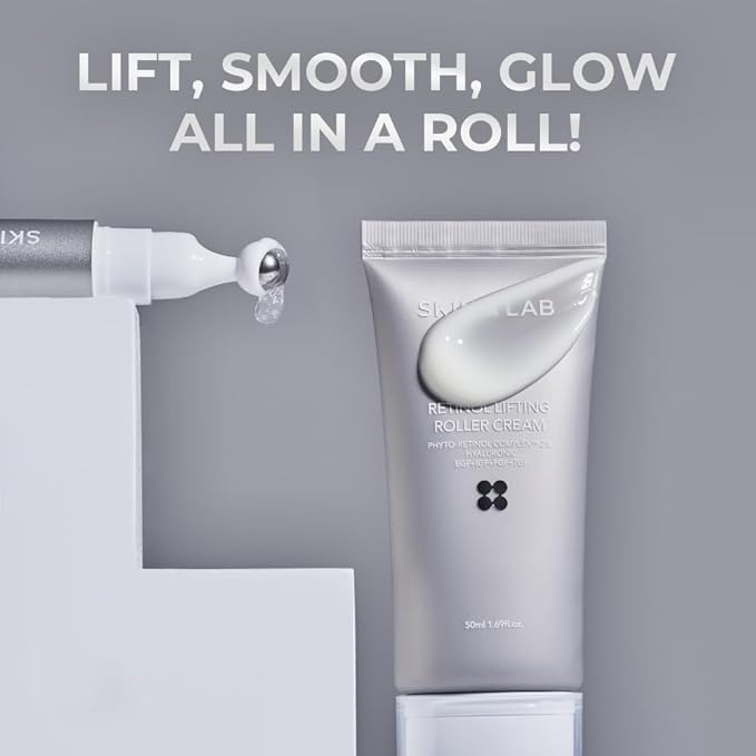 [SKIN&LAB] Anti-aging Rollers Duo Set, includes Bakuchiol Eye and Retinol Lifting Roller, Korean Vegan Skincare Gift Set, Gift for women, Valentine skincare gift set