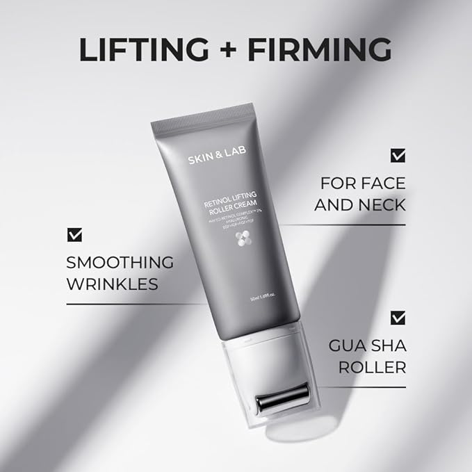 [SKIN&LAB] Anti-aging Rollers Duo Set, includes Bakuchiol Eye and Retinol Lifting Roller, Korean Vegan Skincare Gift Set, Gift for women, Valentine skincare gift set
