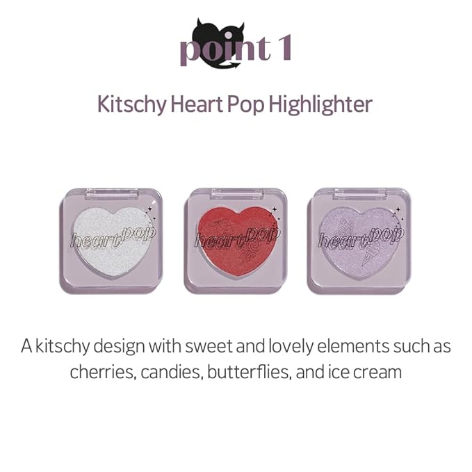 ETUDE Heart Pop Blush, Soft White Teak Cheek Color, Natural Highlight & Glossy Finish, Compact 0.2 oz – White Dolphin