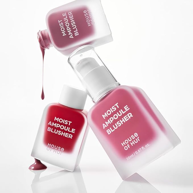 House of Hur Moist Ampoule Blusher with 50% Moisture Essence | Hydrating & Long-Lasting Blush | 0.68fl.oz (9 Shades) (Pink Rosie)