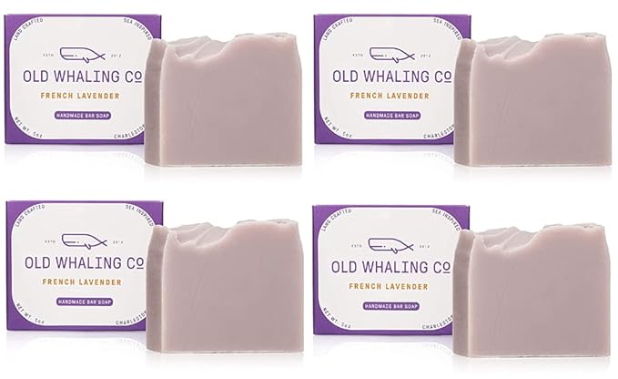 Old Whaling Co French Lavender Handmade Bar Soap 4 Pack – Face, Hand and Body Soap - Moisturizing Bar Soap – Lavender, Mountain Heather and Rose Scent, 5oz Each, Set of 5