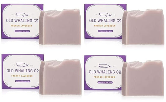 Old Whaling Co French Lavender Handmade Bar Soap 4 Pack – Face, Hand and Body Soap - Moisturizing Bar Soap – Lavender, Mountain Heather and Rose Scent, 5oz Each, Set of 5