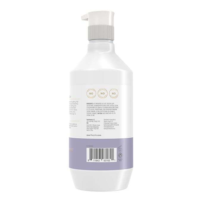 Theorie Hypoallergenic Body Wash - Made With Aloe Vera, Argan Oil, Sesame Oil & Marula Oil - Fragrance-Free - Suited for All Skin Types - Pump Bottle 500mL
