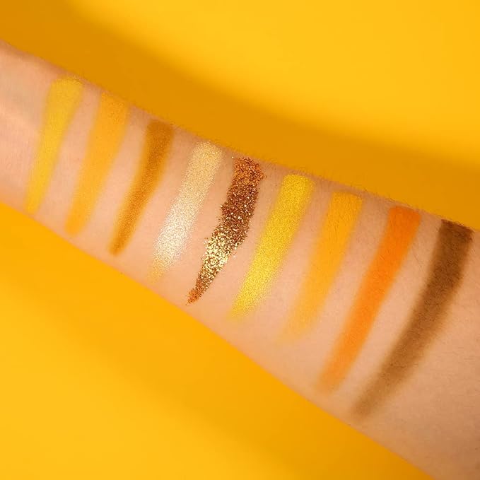 docolor Eyeshadow Palette 9Colors Yellow Eyeshadow Gemstone Shadow Palettes Highly Pigmented Mattes Shimmers Naked Smokey Glitter Cream Colorful Powder Blendable Long Lasting Waterproof Makeup Palette