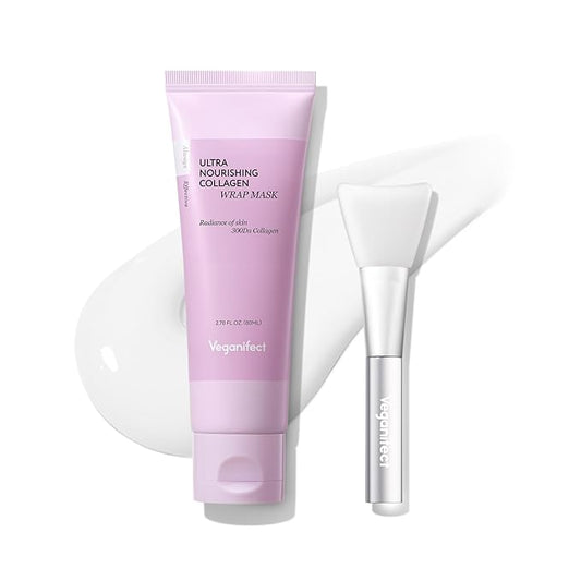 Collagen Wrapping Peel Off Facial Cream Mask with Jelly Brush, For Elasticity, Hydrating, Hydrolyzed Collagen & Peptide, Glass Skin, Korean Skincare, 2.73 Fl Oz