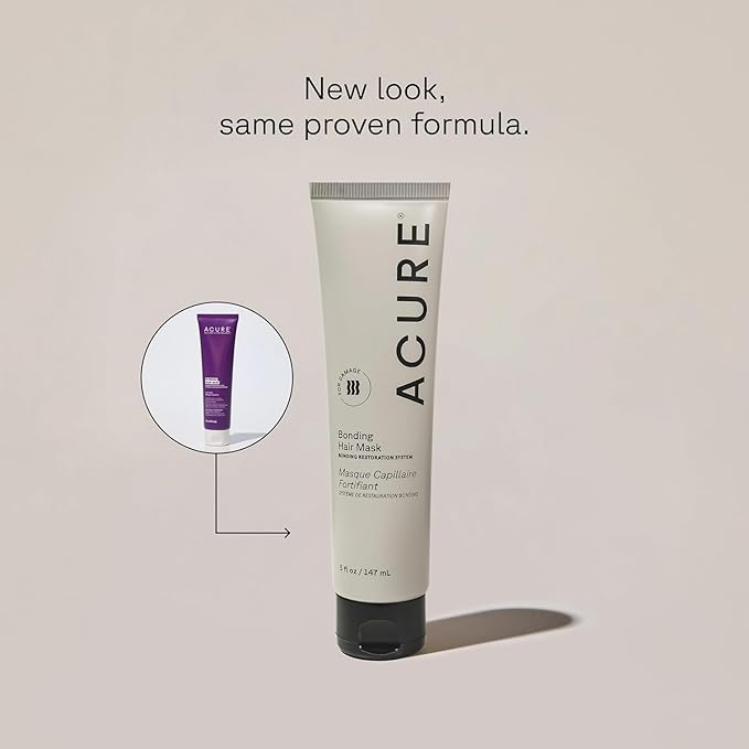 Acure Bonding Hair Mask - Weekly Deep Conditioning Hair Mask for Damaged Locks, Rescue Bond Repair Treatment for Dry, Damaged, Thin, Fine Locks, Natural Ingredients, Vegan - 5 fl oz