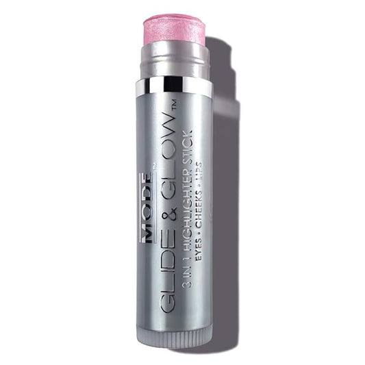 MODE Glide & Glow 3 in 1 Highlighter Creamy Color Makeup Blush Stick, Long Wear Glowing Radiance Eyes, Cheeks, Lips Nourishing Natural Skincare, Vegan – YOUNG LOVE – Frosty Baby Pink Champagne .15 oz