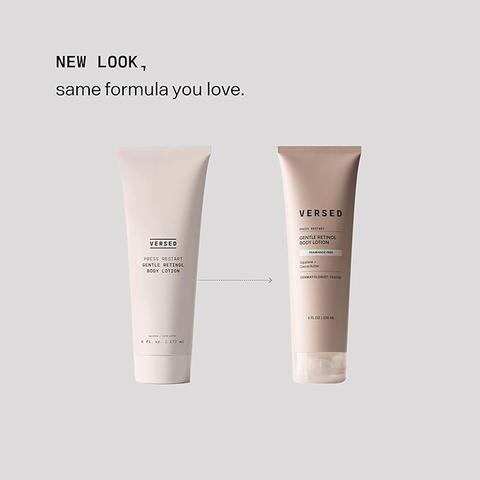 Versed Press Restart Retinol Body Lotion - Cocoa Butter + Squalane Moisturizer for Dry Skin - Firming Body Retinol to Smooth Texture & Brighten Skin - Body Breakout Treatment (8 Fl Oz (Pack of 1))