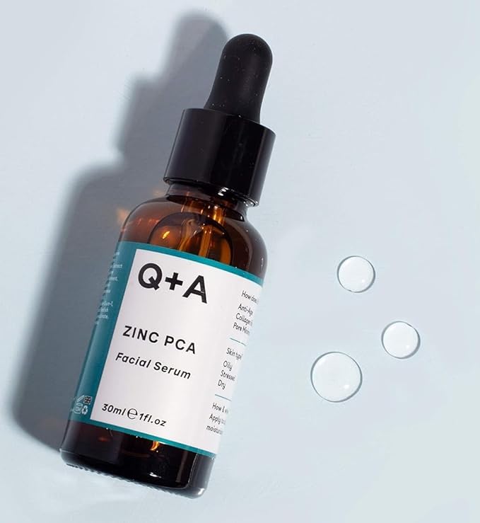 Q+A Zinc PCA Facial Serum (30ml), 99% Natural, Pore-Refining & Firming Serum with Zinc PCA and Reishi & Shiitake Mushrooms, Reduces Redness & Blemishes, Fragrance Free, Vegan & Cruelty Free Skincare