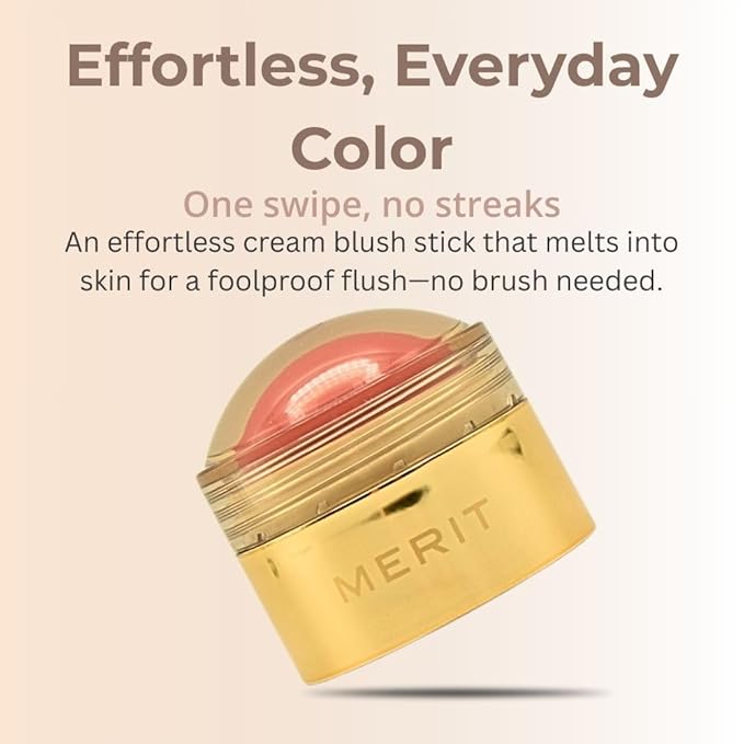 MERIT Flush Balm Cream Blush – Lusitano Soft Peach | Hydrating Radiant Cheek & Lip Tint Stick with Vitamin E | Lightweight, Buildable, Vegan & Cruelty-Free Blush