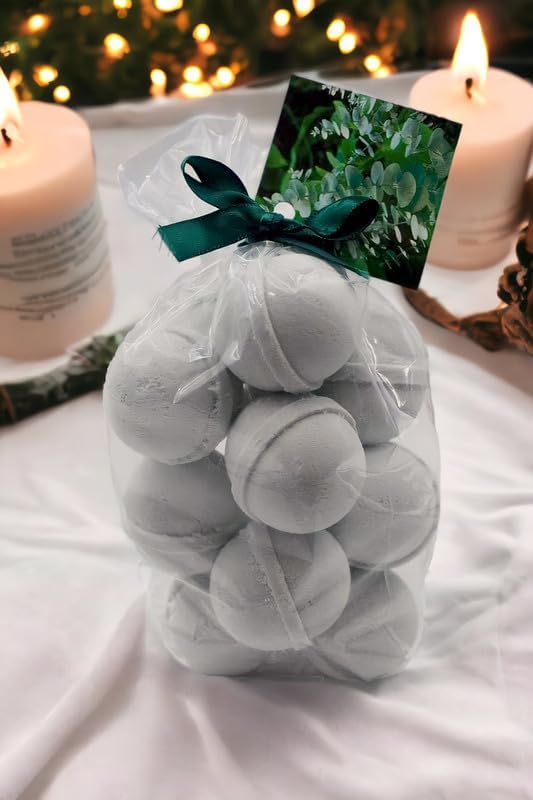 Bath Bombs 14 Set 1 oz/ea, Natural and Organic, USA Handmade | Aromatic Bath Fizzies, Stress Relief | Nourishing, Shea & Coco Butter | Gift Idea | Vegan & Cruelty-Free - Cool Citrus Basil