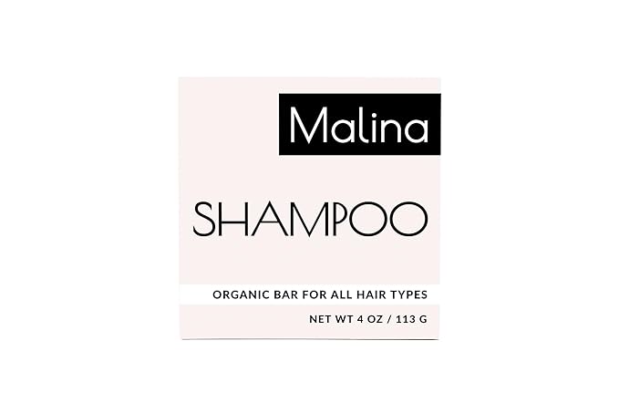 Malina™ Organic Shampoo Bar | Coconut & Castor Oil | Pure Essential Oils | Sulfate-Free | Handmade | Vegan | No Synthetic Fragrance | Cruelty-Free | Certified Organic Ingredients